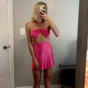 Pink Halter Top and Skirt Set